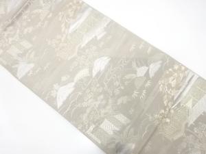 屋敷風景模様織り出し　袋帯